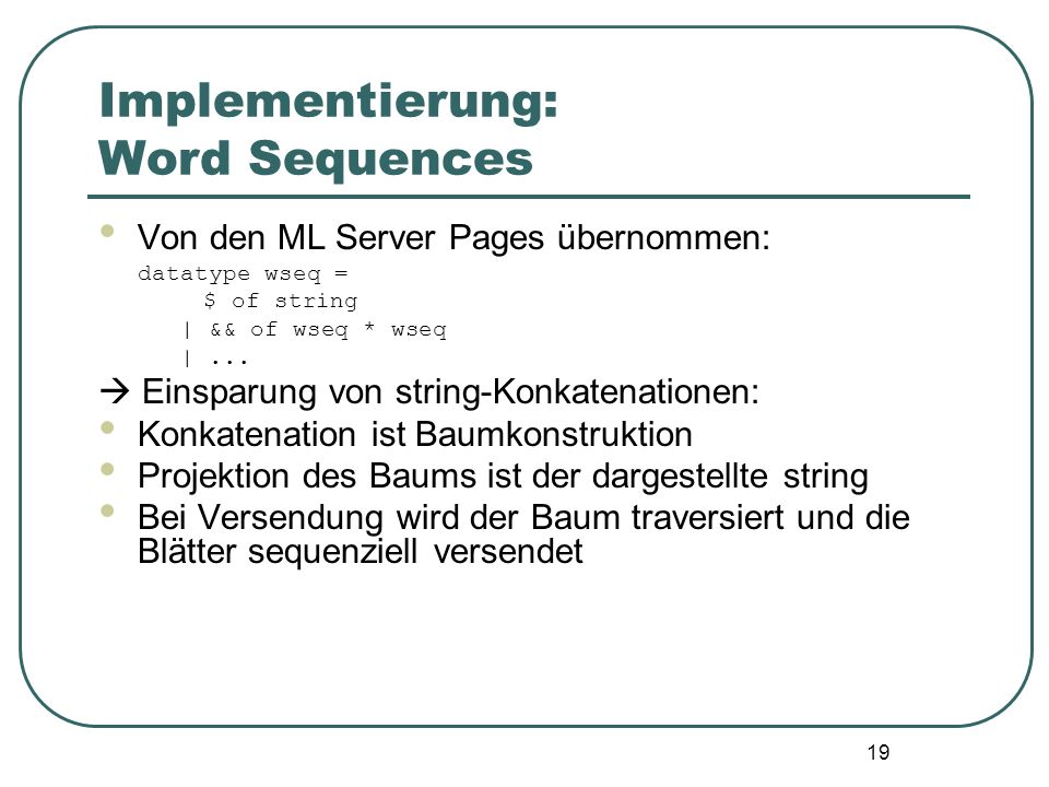 Implementierung: Word Sequences