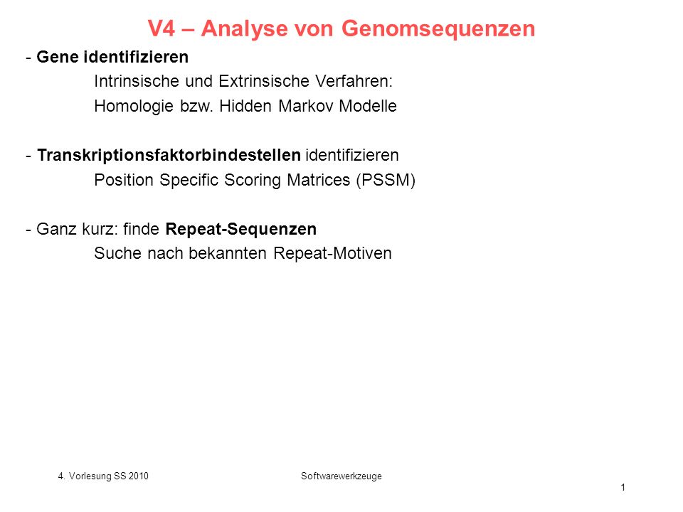 V4 – Analyse von Genomsequenzen