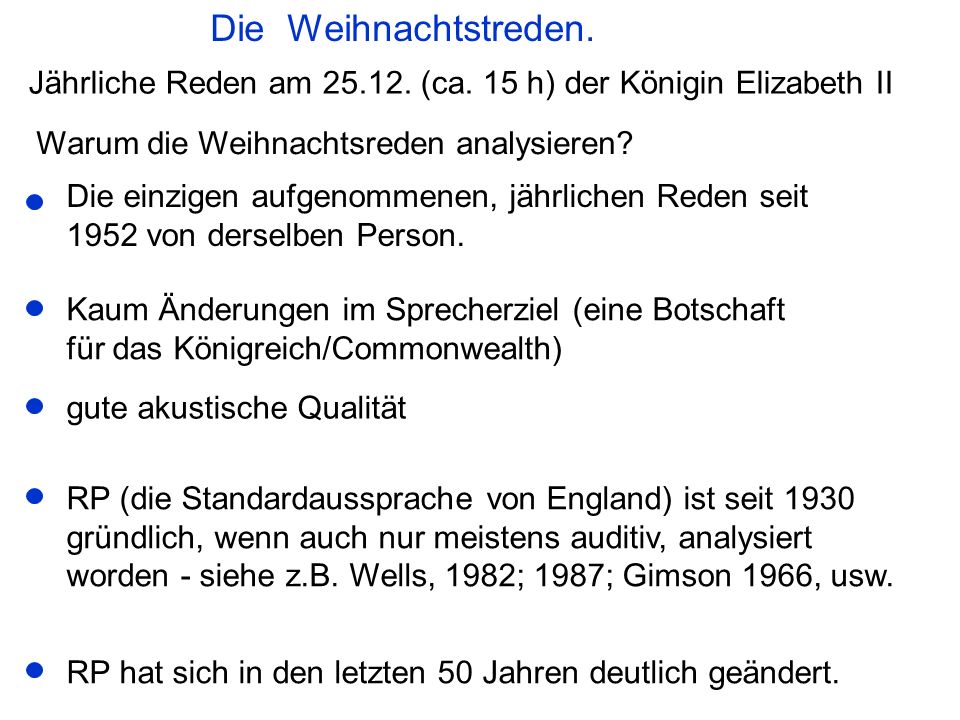 Die Weihnachtstreden. Jährliche Reden am (ca. 15 h) der Königin Elizabeth II. Warum die Weihnachtsreden analysieren