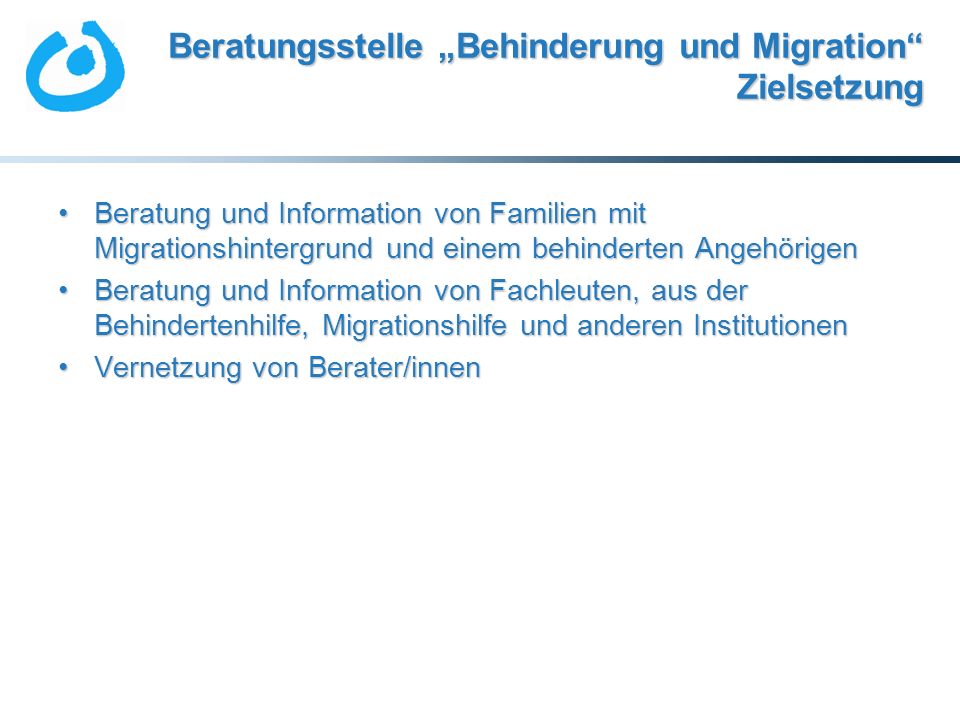 Beratungsstelle „Behinderung und Migration Zielsetzung