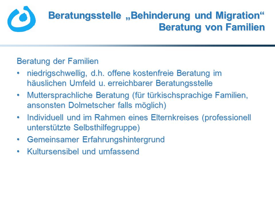 Beratungsstelle „Behinderung und Migration Beratung von Familien