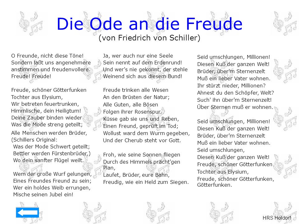 Die Ode an die Freude (von Friedrich von Schiller)