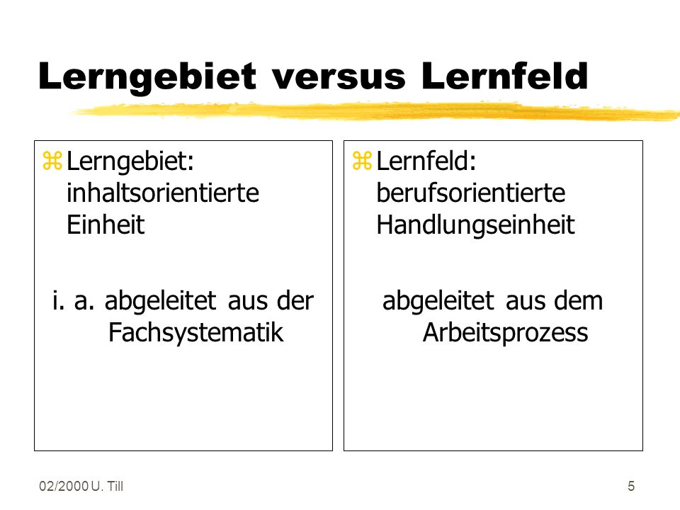 Lerngebiet versus Lernfeld