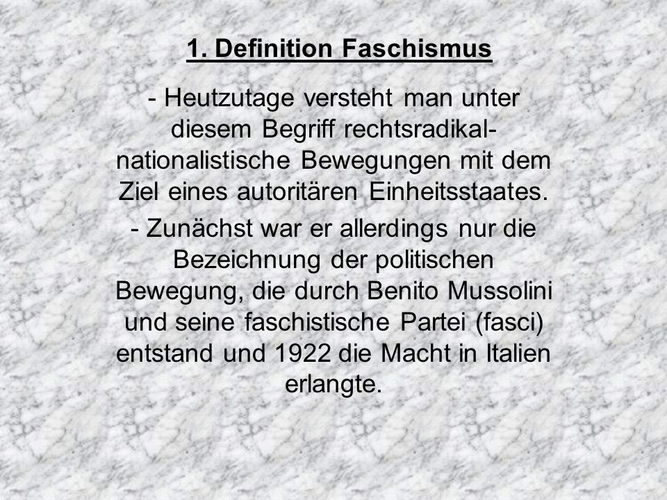 1. Definition Faschismus