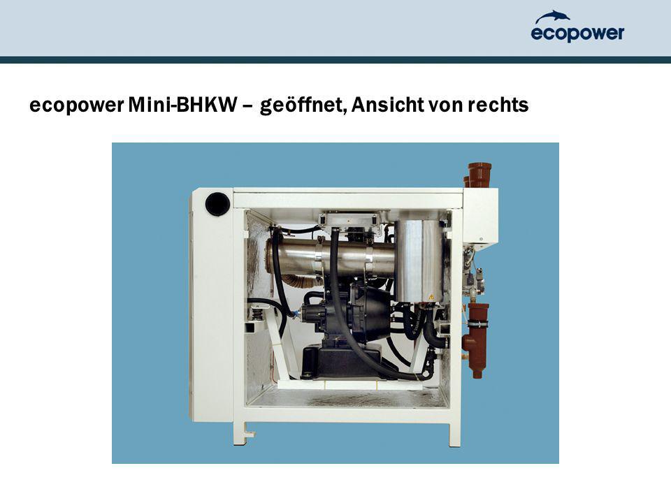 ecopower Mini-BHKW – geöffnet, Ansicht von rechts