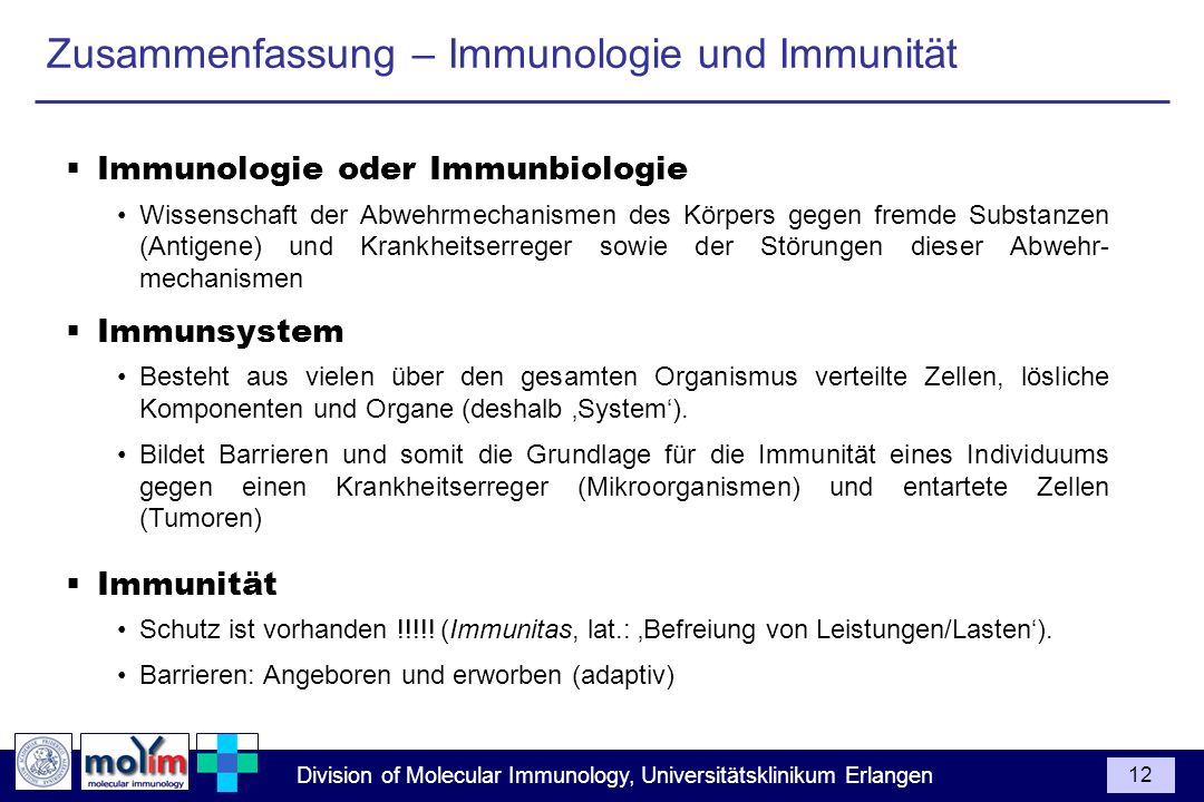 Zusammenfassung – Immunologie und Immunität