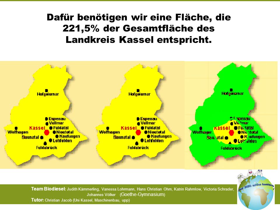 Dafür benötigen wir eine Fläche, die 221,5% der Gesamtfläche des Landkreis Kassel entspricht.