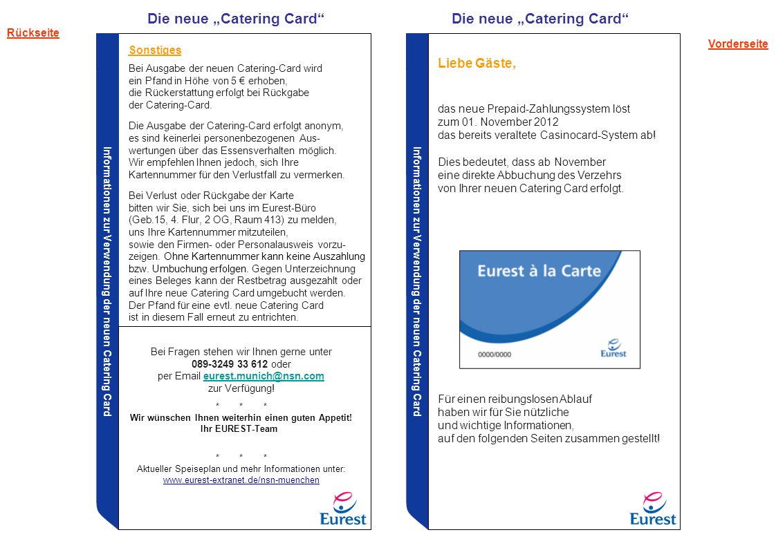 Die neue „Catering Card Die neue „Catering Card