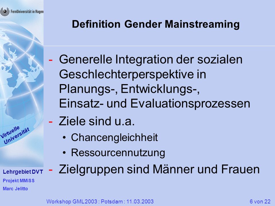 Definition Gender Mainstreaming