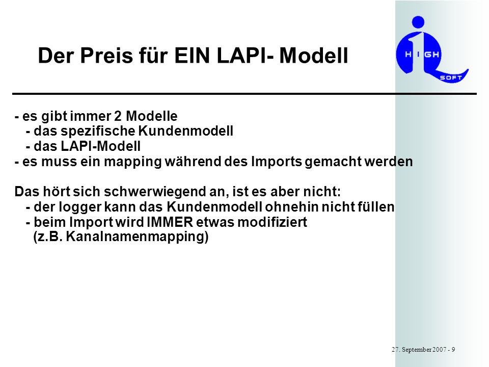 Der Preis für EIN LAPI- Modell