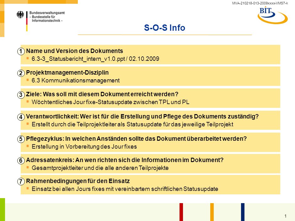 S-O-S Info 1 Name und Version des Dokuments