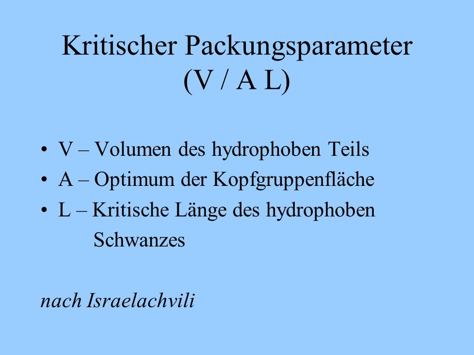 Kritischer Packungsparameter (V / A L)