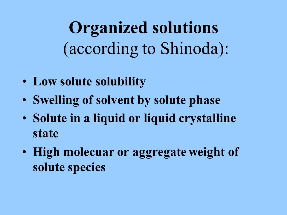 Organized solutions (according to Shinoda):