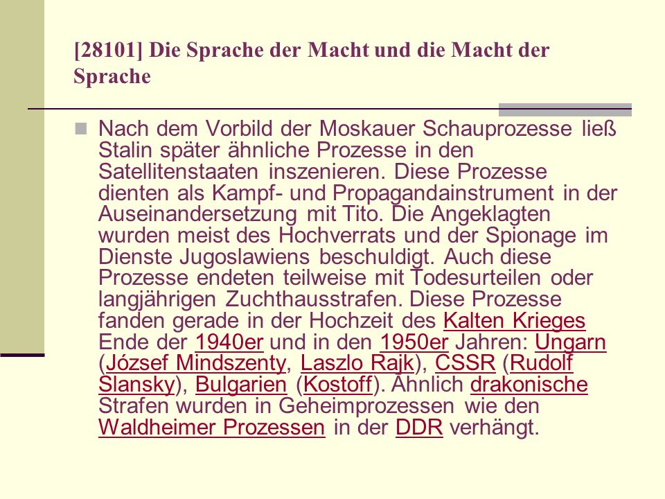 [28101] Die Sprache der Macht und die Macht der Sprache