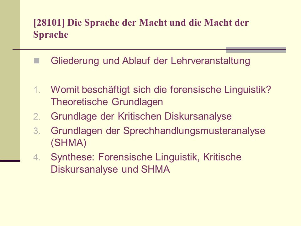 [28101] Die Sprache der Macht und die Macht der Sprache