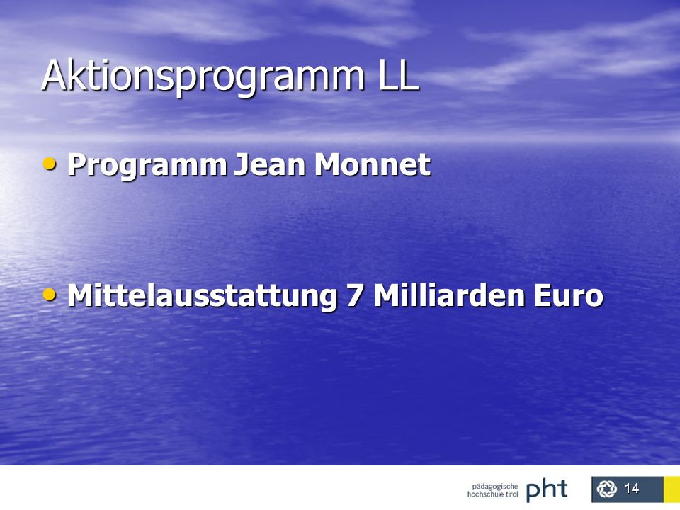 Aktionsprogramm LL Programm Jean Monnet