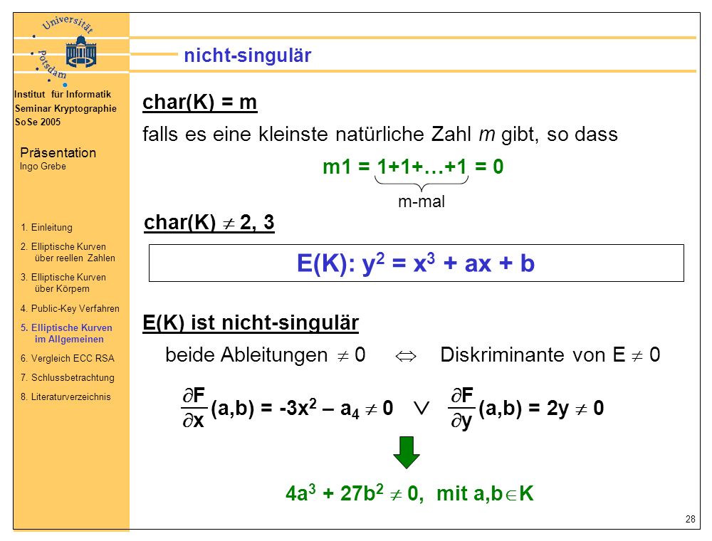 beide Ableitungen  0  Diskriminante von E  0
