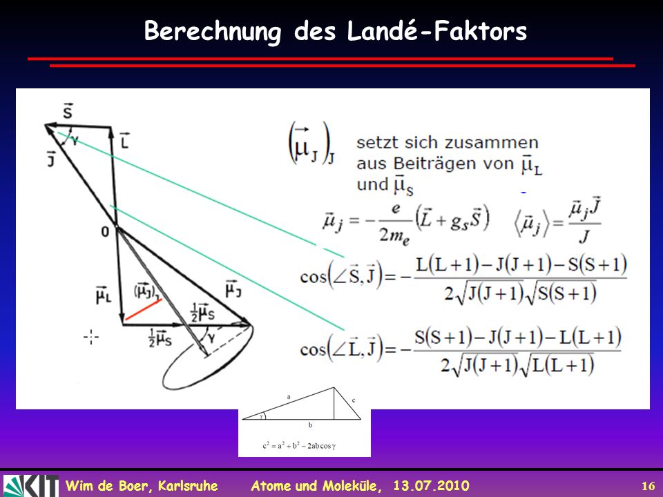 Berechnung des Landé-Faktors