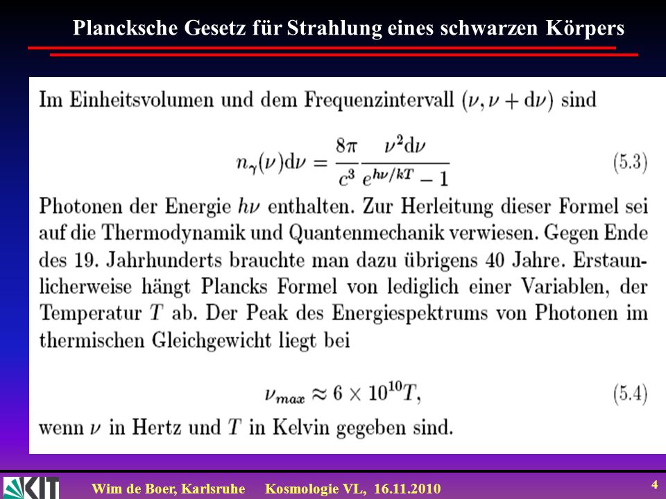 Plancksche Gesetz für Strahlung eines schwarzen Körpers