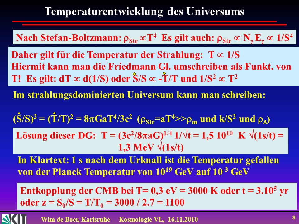 Temperaturentwicklung des Universums
