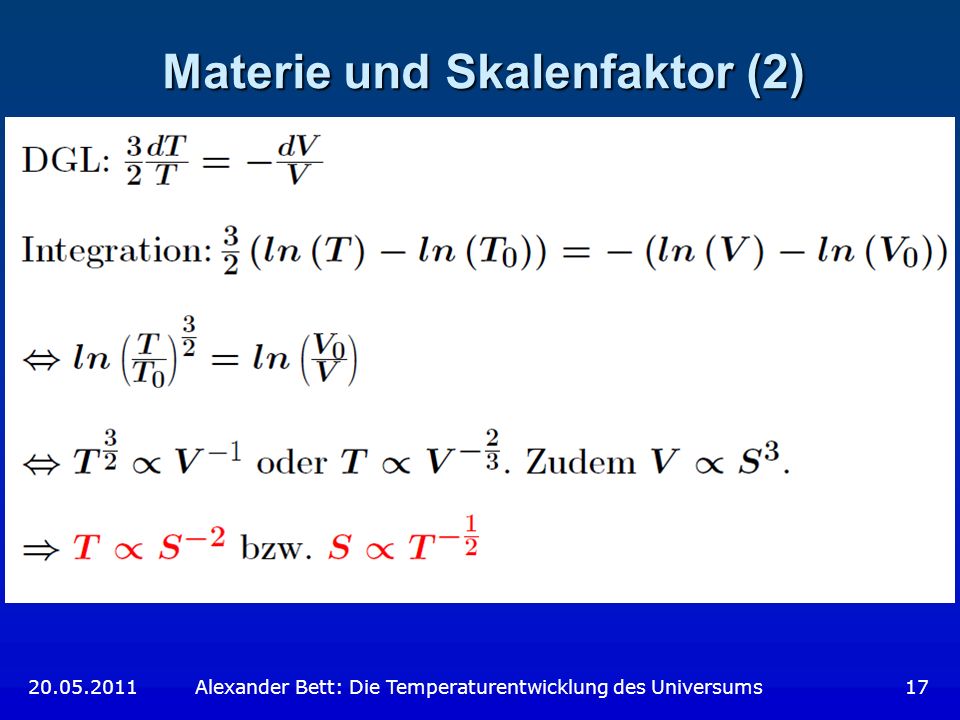 Materie und Skalenfaktor (2)