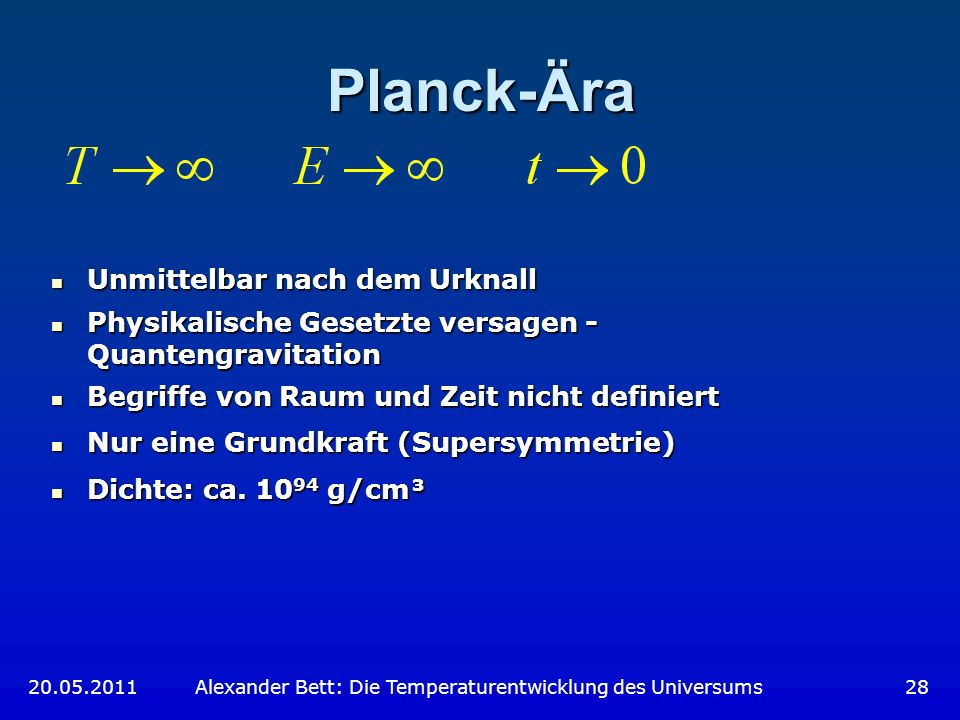 Planck-Ära Unmittelbar nach dem Urknall