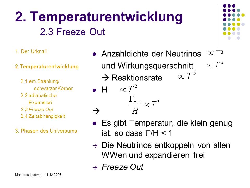 2. Temperaturentwicklung 2.3 Freeze Out