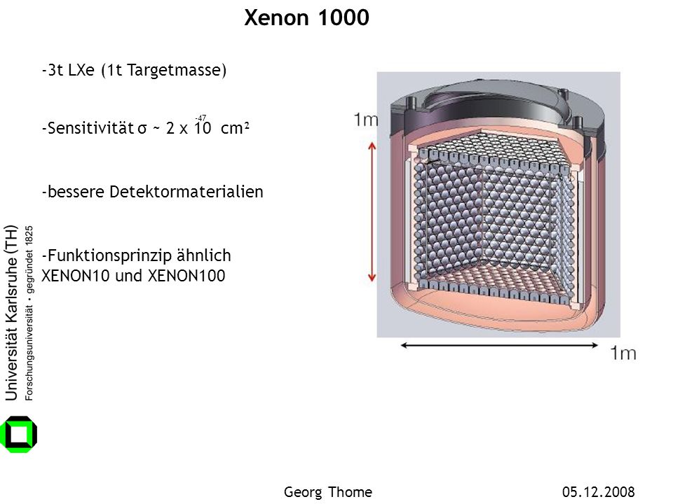 Xenon t LXe (1t Targetmasse) -Sensitivität σ ~ 2 x 10 cm²