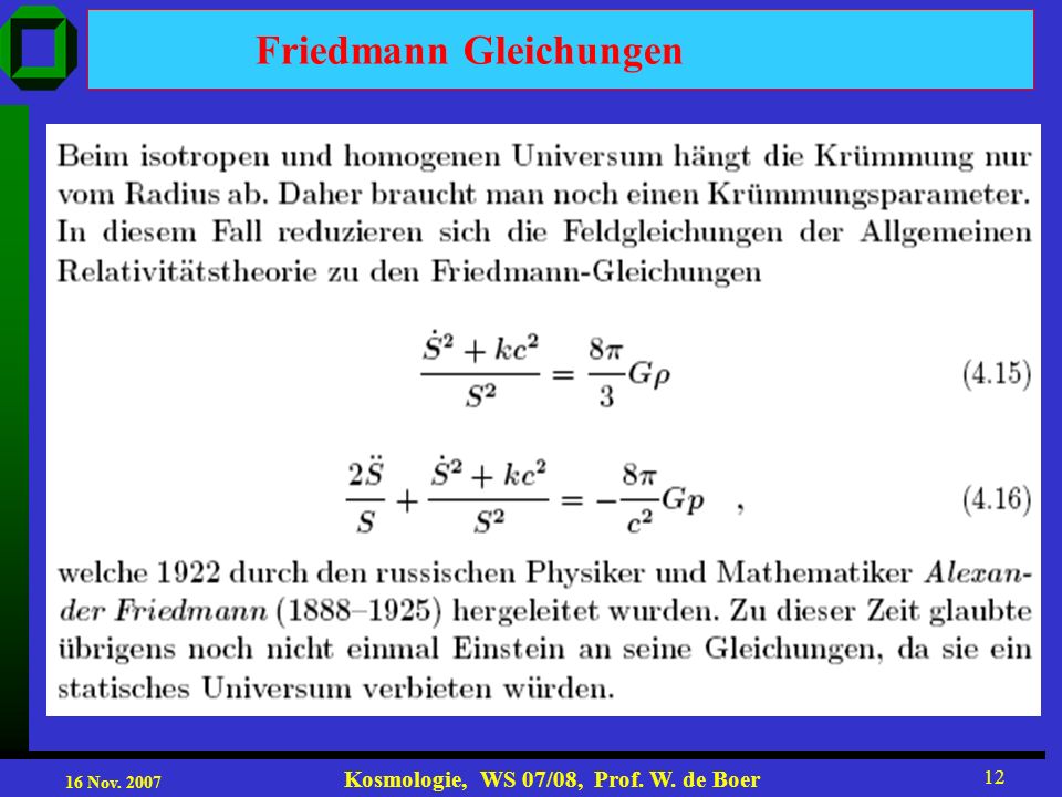 Friedmann Gleichungen