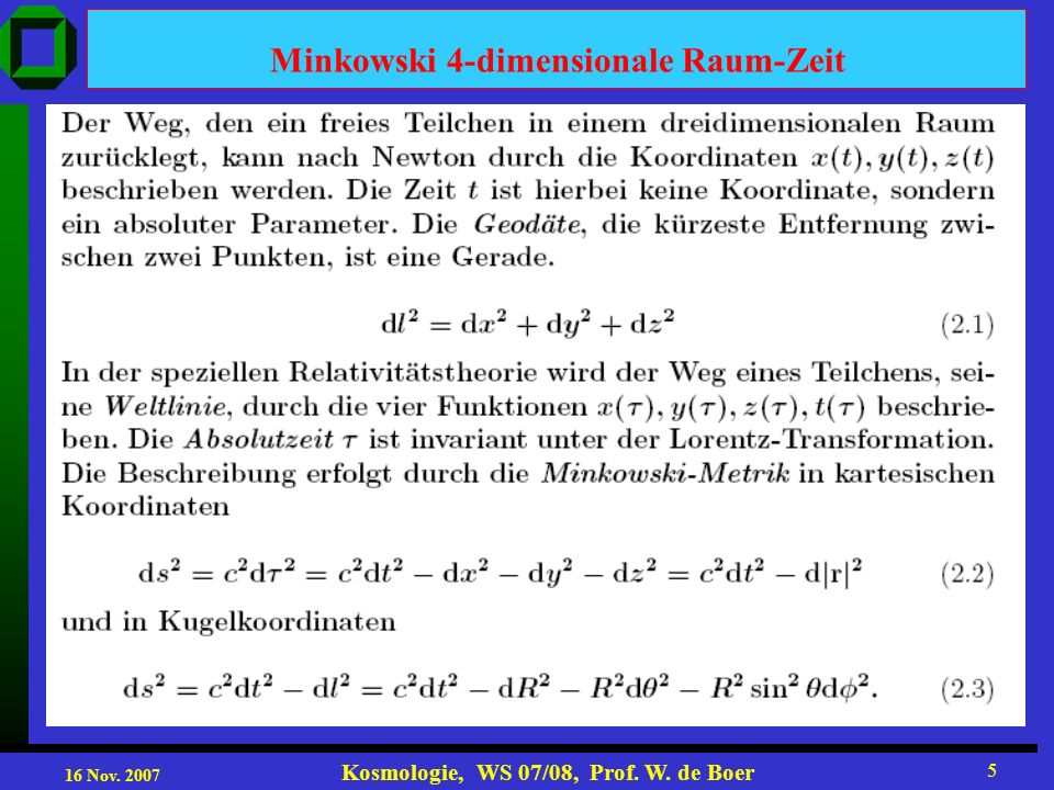 Minkowski 4-dimensionale Raum-Zeit