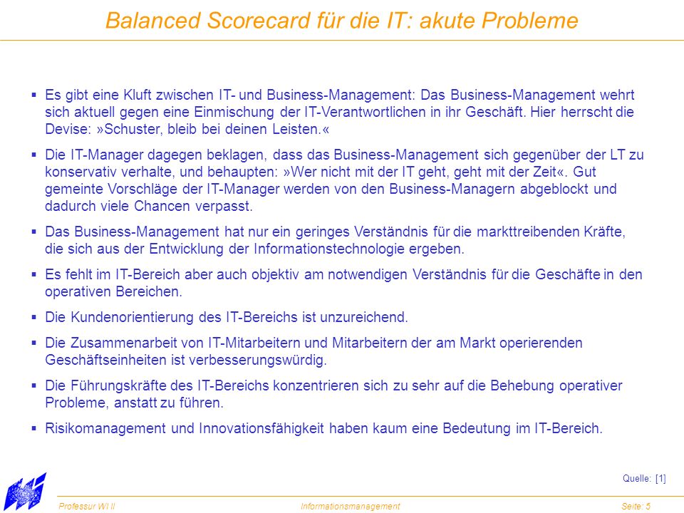 Balanced Scorecard für die IT: akute Probleme