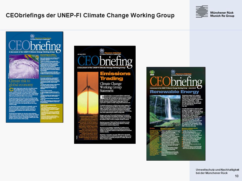 CEObriefings der UNEP-FI Climate Change Working Group