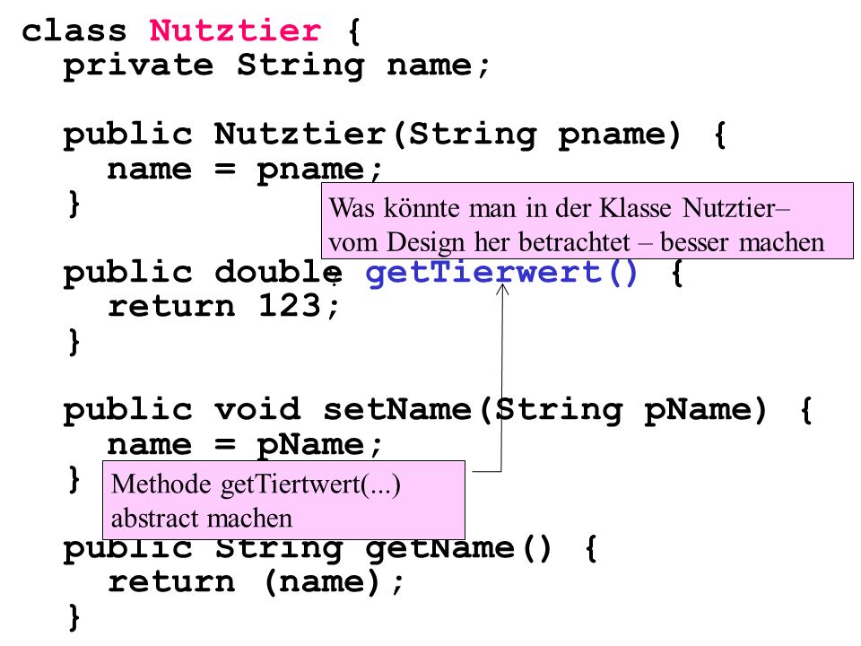 public Nutztier(String pname) { name = pname; }