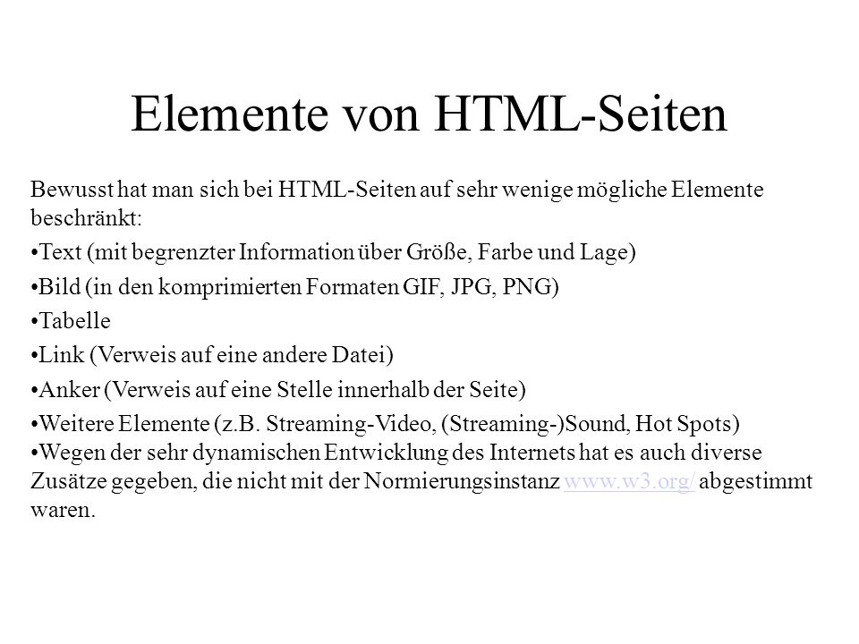 Elemente von HTML-Seiten