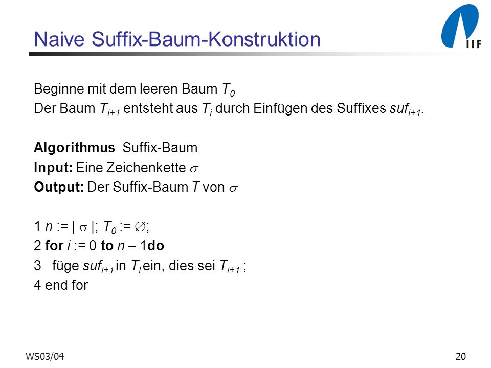 Naive Suffix-Baum-Konstruktion