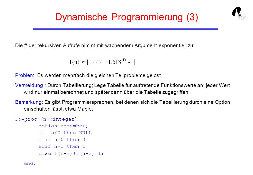 Dynamische Programmierung (3)