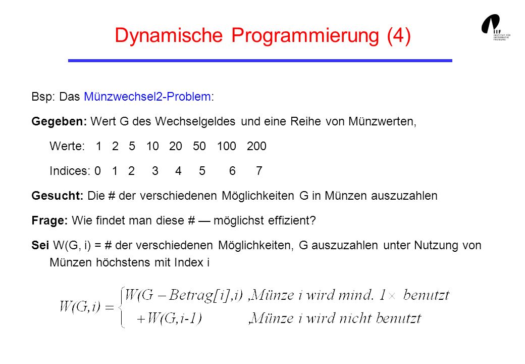Dynamische Programmierung (4)