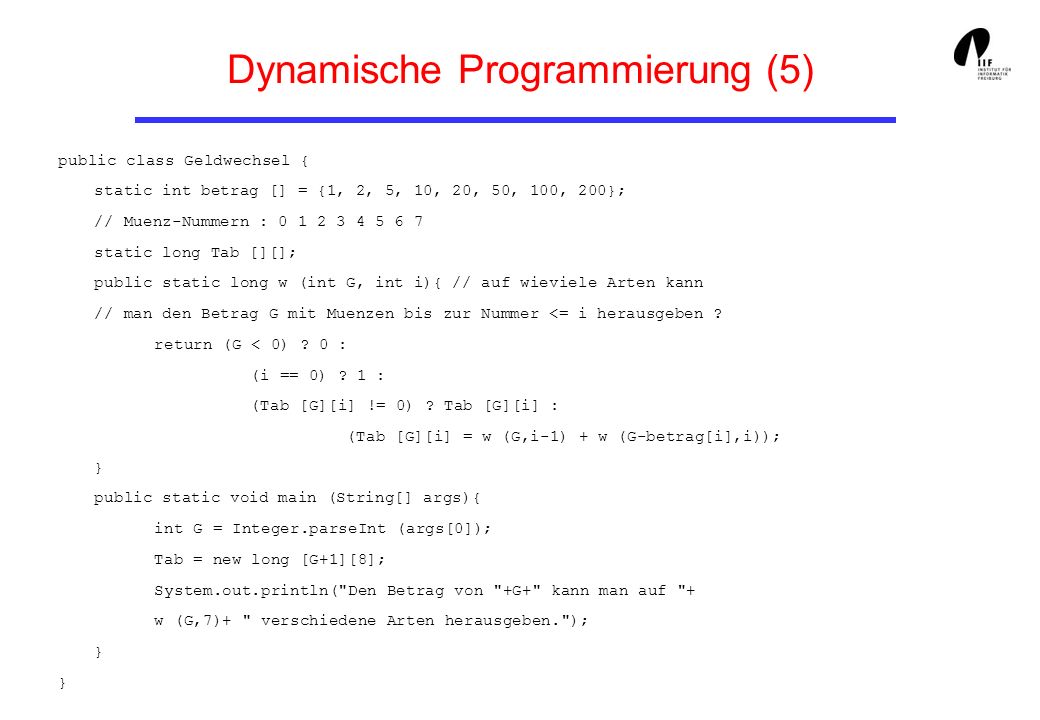 Dynamische Programmierung (5)