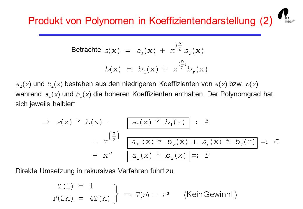 Produkt von Polynomen in Koeffizientendarstellung (2)