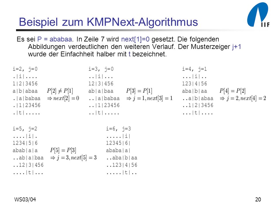 Beispiel zum KMPNext-Algorithmus