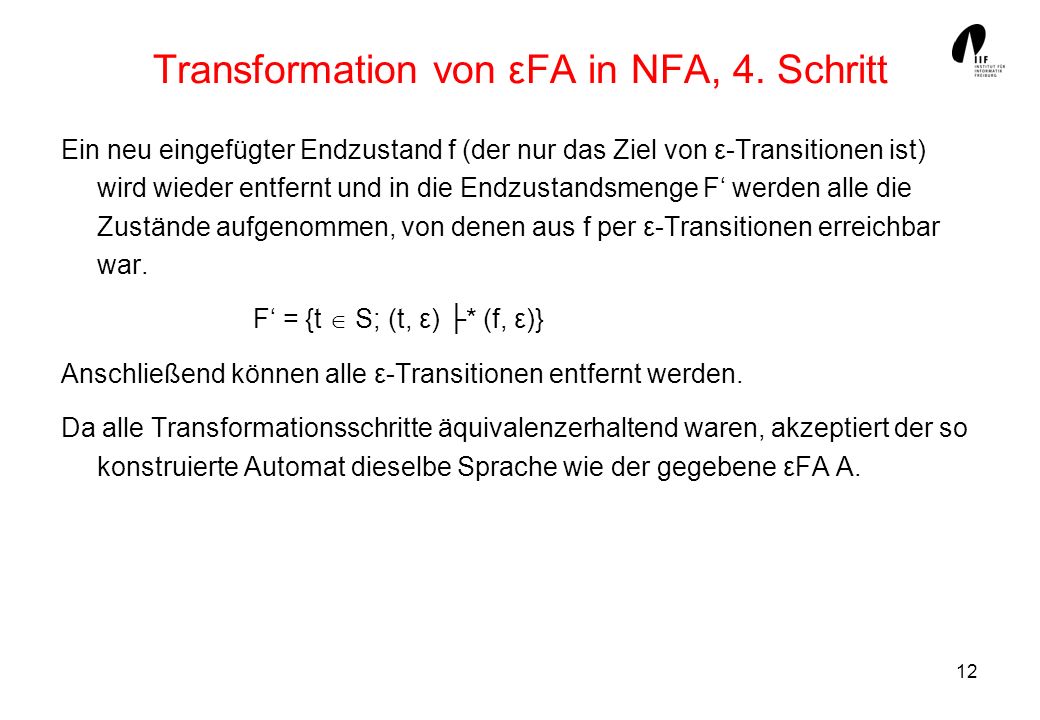 Transformation von εFA in NFA, 4. Schritt
