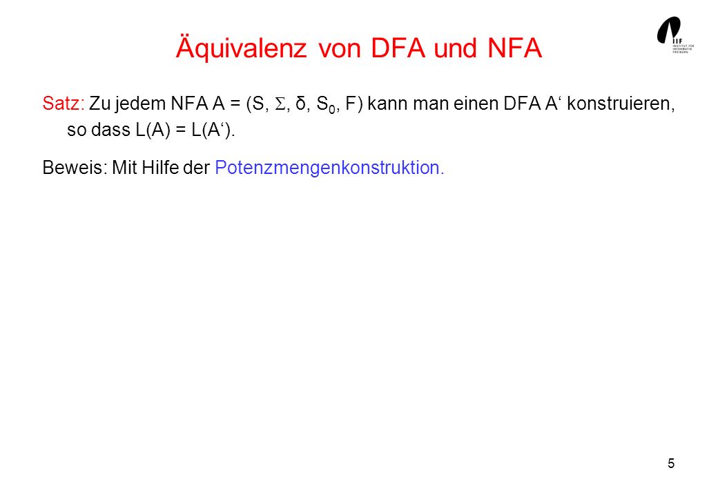 Äquivalenz von DFA und NFA
