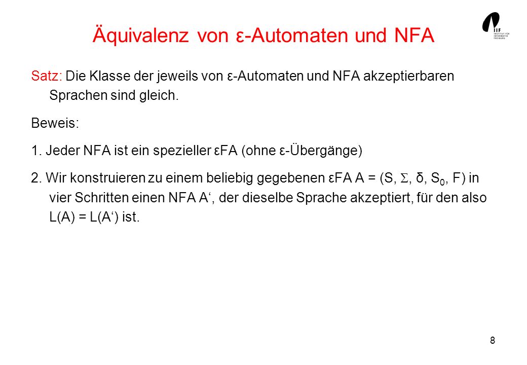 Äquivalenz von ε-Automaten und NFA