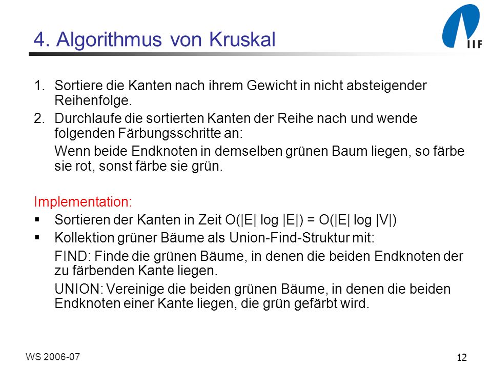 4. Algorithmus von Kruskal
