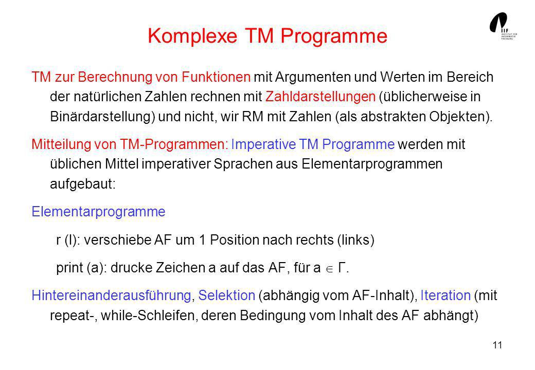Komplexe TM Programme