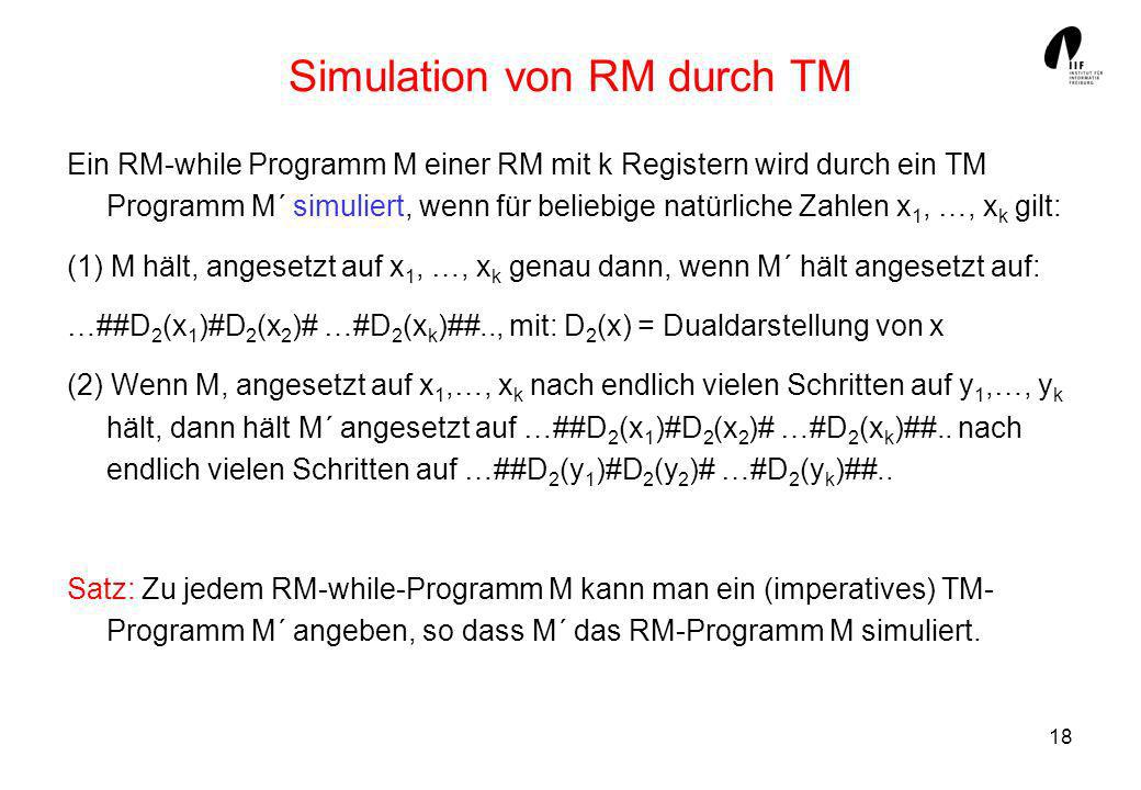 Simulation von RM durch TM