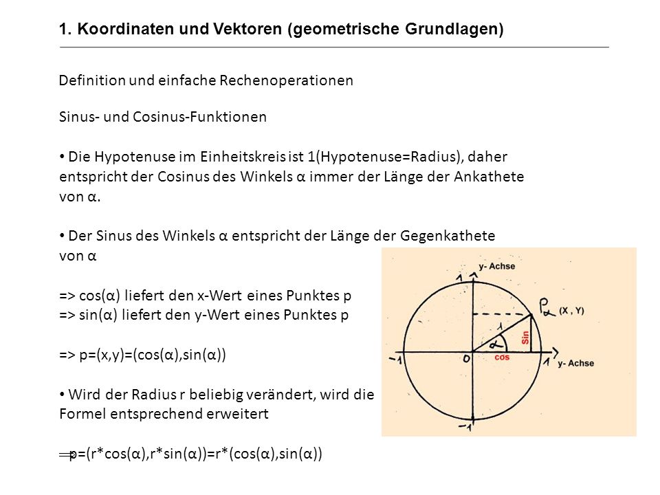 1. Koordinaten und Vektoren (geometrische Grundlagen)