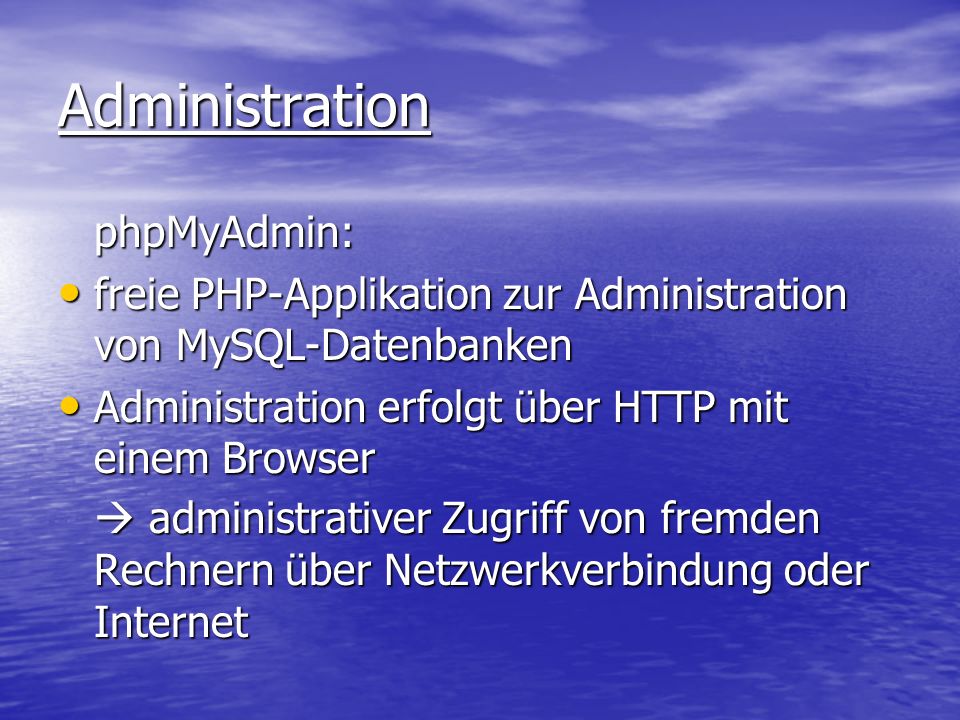 Administration phpMyAdmin: