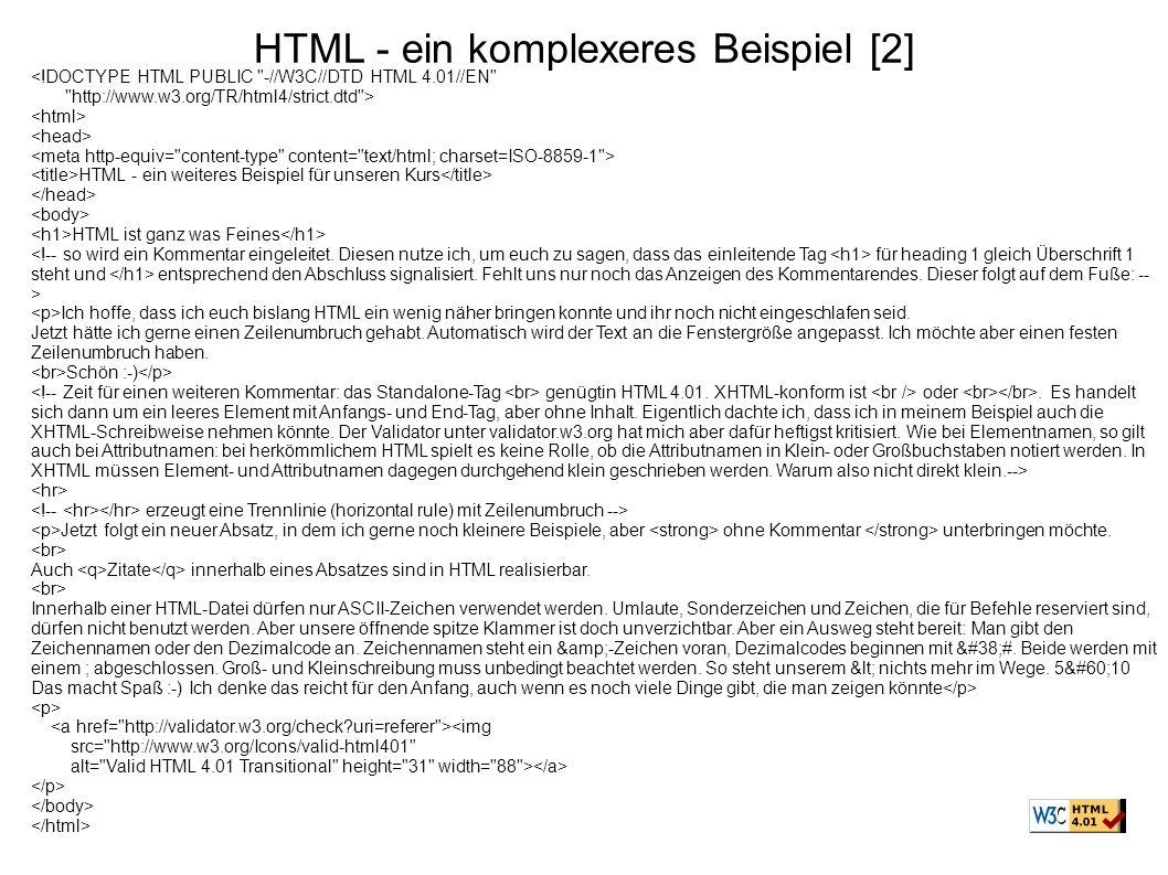 HTML - ein komplexeres Beispiel [2]