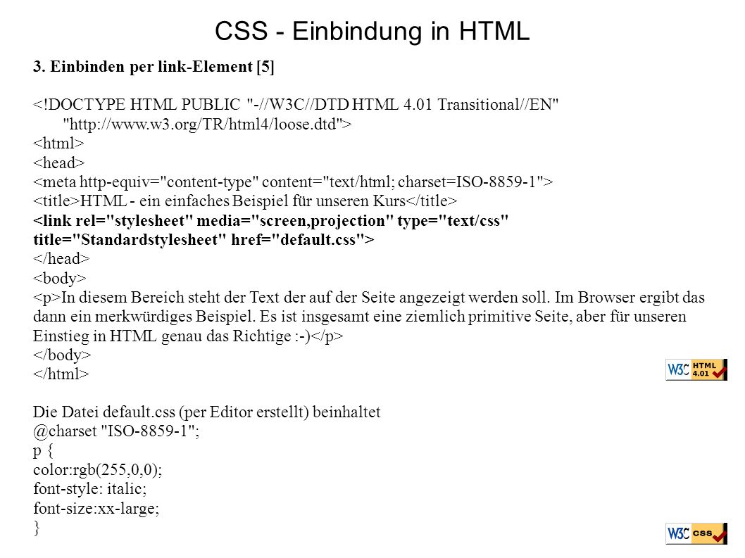 CSS - Einbindung in HTML